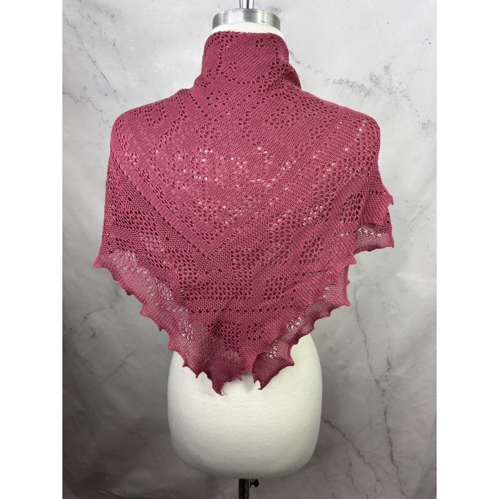 Vtg Laura Ashley Pointelle Crochet Knit Scarf Shawl Great Britain Cottagecore UK - Picture 2 of 13